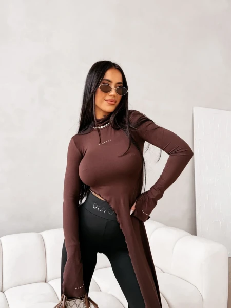 Bluzka damska OLAVOGA DUSK 2026 brąz - maWer Fashion