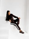 Welurowy komplet damski OLAVOGA NOELLE 2026 czarny - maWer Fashion