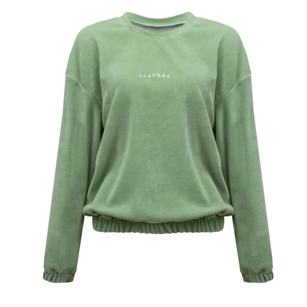 Welurowy komplet damski OLAVOGA NOELLE 2026 matcha - maWer Fashion