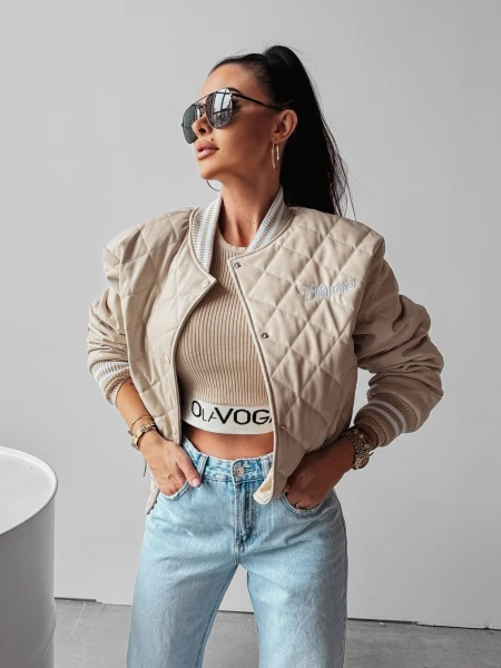 Bomberka damska OLAVOGA KOMI beżowa - maWer Fashion