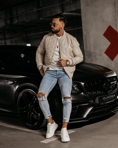 Bomberka męska OLAVOGA MEDRE 2026 beż -  maWer Fashion