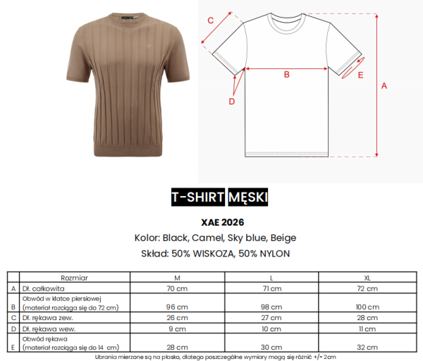 T-shirt męski OLAVOGA XAE 2026 beżowy - maWer Fashion
