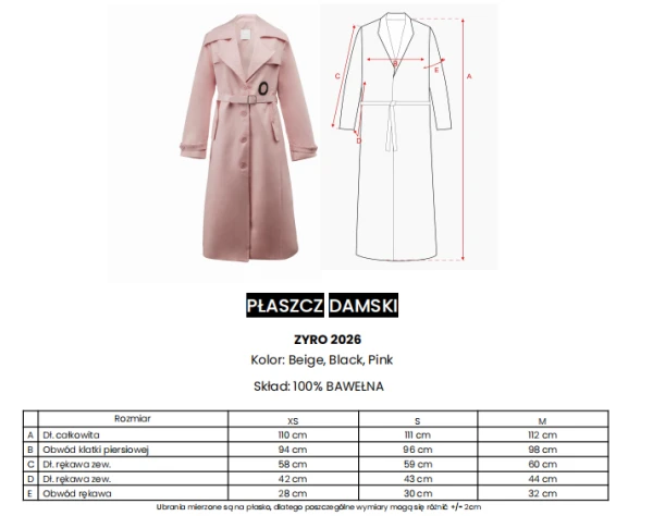 Płaszcz damski OLAVOGA ZYRO 2026 beż - maWer Fashion