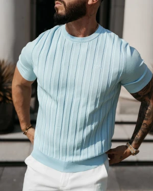 T-shirt męski OLAVOGA XAE 2026 błękitny