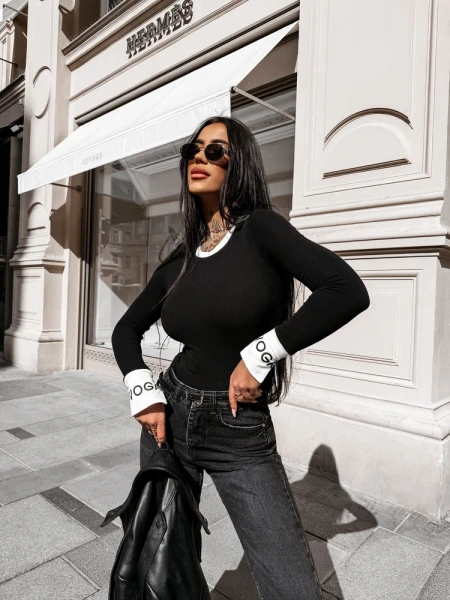 Bluzka damska OLAVOGA ELISEA 2026 czarny - ecru - maWer Fashion
