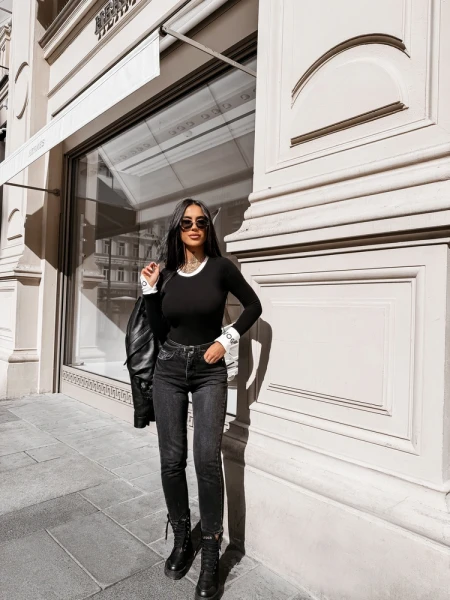 Bluzka damska OLAVOGA ELISEA 2026 czarny - ecru - maWer Fashion