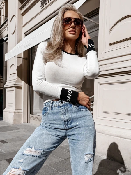Bluzka damska OLAVOGA ELISEA 2026 ecru - czarny - maWer Fashion