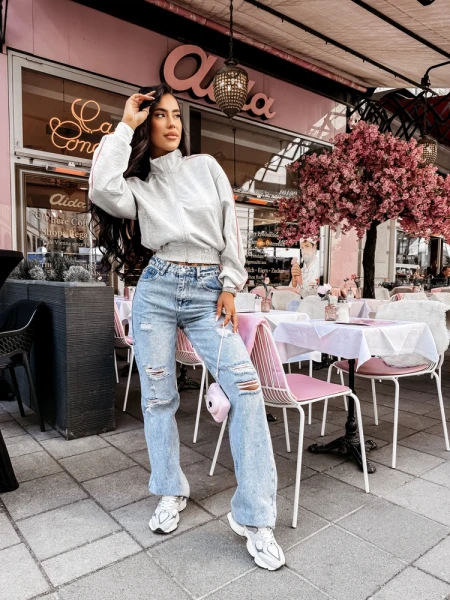 Bluza damska OLAVOGA ROSEA 2026 szara - maWer Fashion