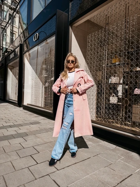 Płaszcz damski OLAVOGA ZYRO 2026 róż - maWer Fashion