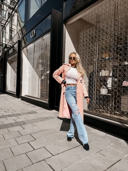 Płaszcz damski OLAVOGA ZYRO 2026 róż - maWer Fashion