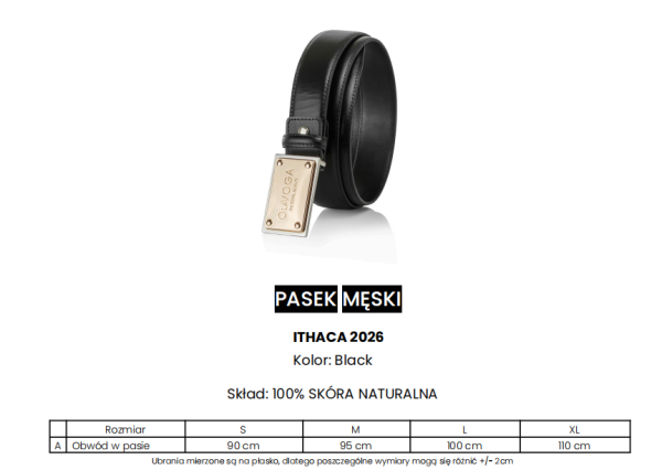 Pasek męski OLAVOGA ITHACA 2026 czarny - maWer Fashion