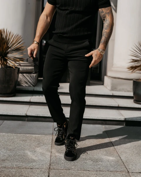 Spodnie męskie OLAVOGA LORENZO 2026 czarne - maWer Fashion