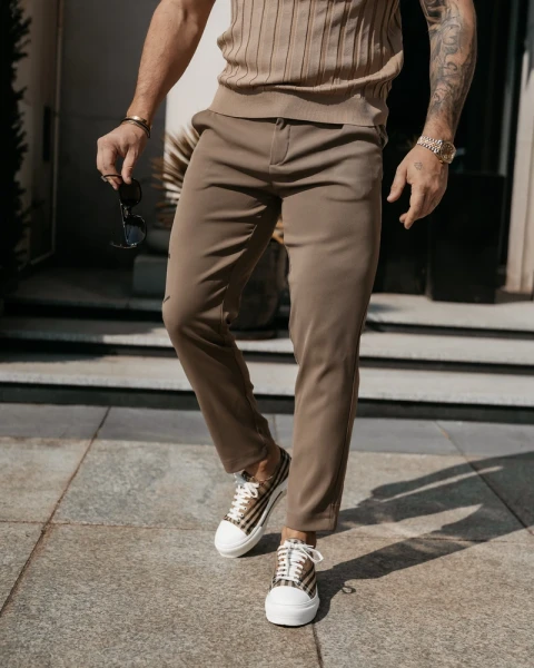 Spodnie męskie OLAVOGA LORENZO 2026 beżowe - maWer Fashion