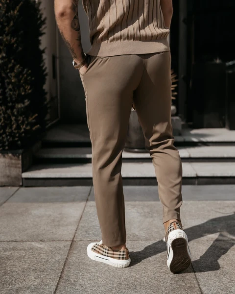 Spodnie męskie OLAVOGA LORENZO 2026 beżowe - maWer Fashion