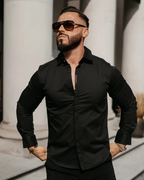 Koszula męska OLAVOGA WHIS 2026 czarna - maWer Fashion