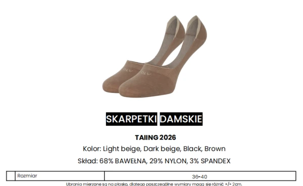 Skarpetki stopki damskie OLAVOGA TAIING 2026 brąz - maWer Fashion