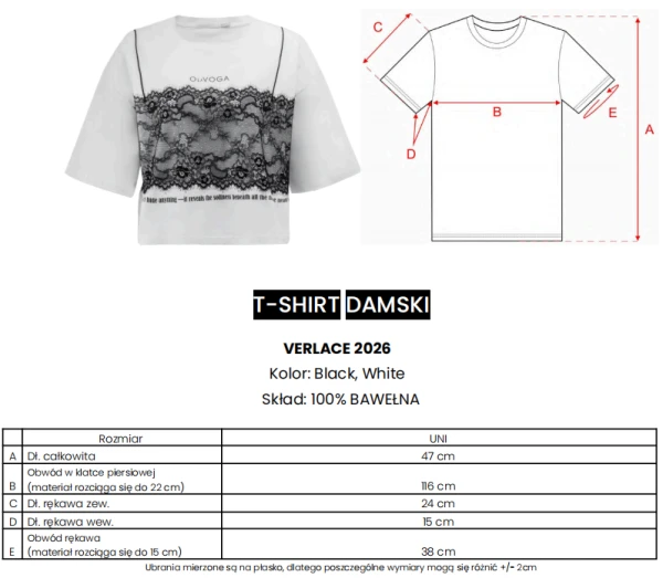 T-shirt damski OLAVOGA VERLACE 2026 czarny - maWer Fashion