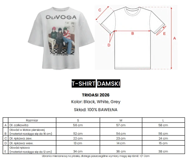 T-shirt damski OLAVOGA TRIOASI 2026 szary - maWer Fashion