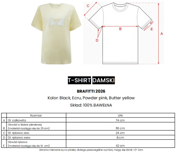 T-shirt damski OLAVOGA BRAFITTI 2026 ecru - maWer Fashion
