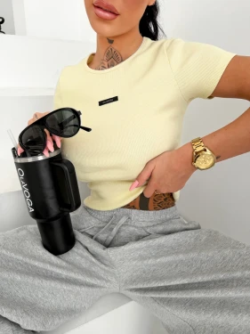 T-shirt damski OLAVOGA MOVENA 2026 pastelowy żółty