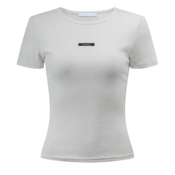 T-shirt damski OLAVOGA MOVENA 2026 ecru - maWer Fashion