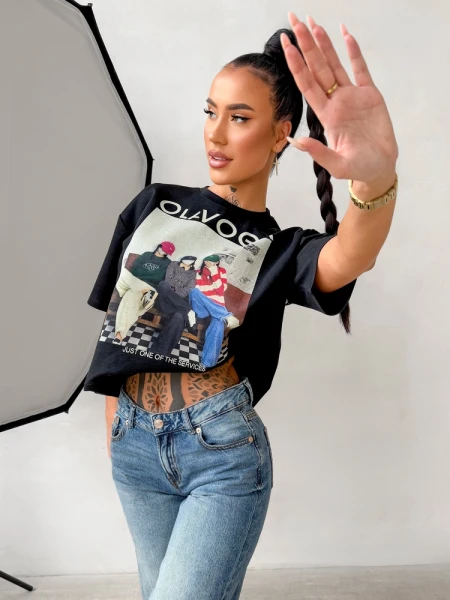 T-shirt damski OLAVOGA TRIOASI 2026 czarny - maWer Fashion