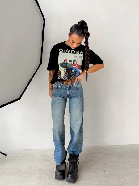 T-shirt damski OLAVOGA TRIOASI 2026 czarny - maWer Fashion