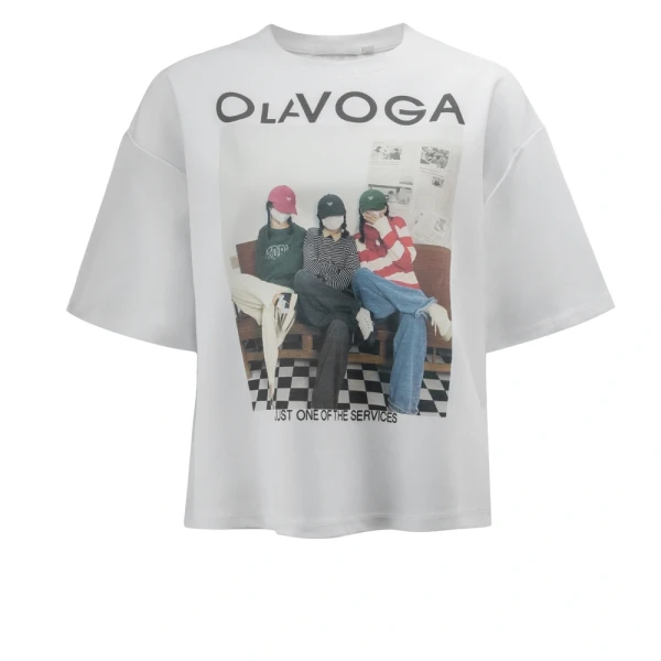 T-shirt damski OLAVOGA TRIOASI 2026 biały - maWer Fashion