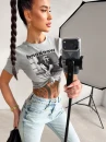 T-shirt damski OLAVOGA IDCARE 2026 szary - maWer Fashion