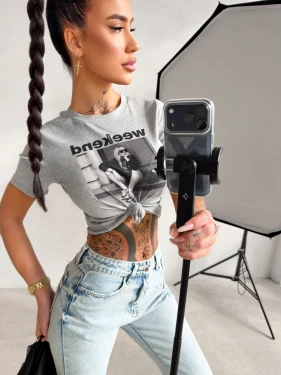 T-shirt damski OLAVOGA IDCARE 2026 szary