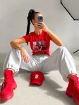 T-shirt damski OLAVOGA IDCARE 2026 czerwony - maWer Fashion
