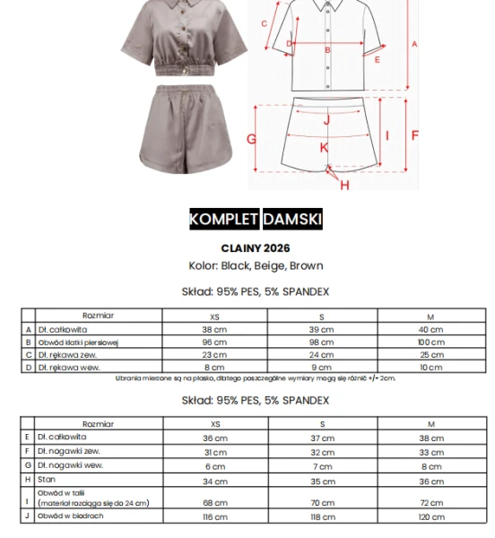 Komplet damski OLAVOGA CLAINY 2026 brązowy - maWer Fashion