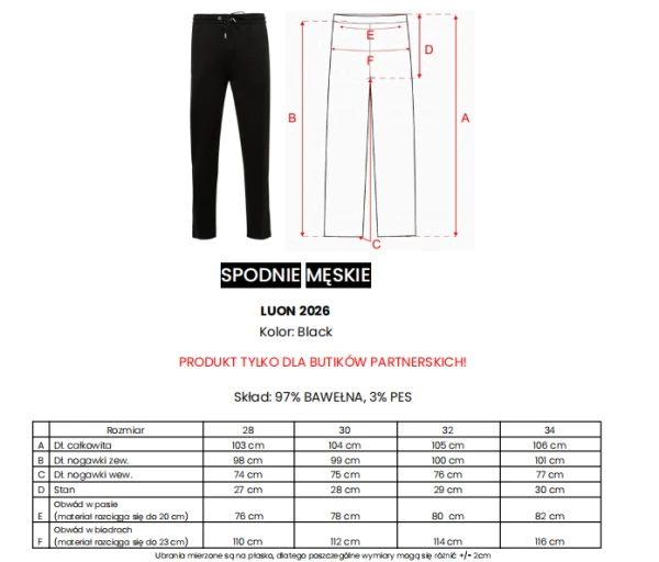 Spodnie męskie OLAVOGA LUON 2026 czarne - maWer Fashion