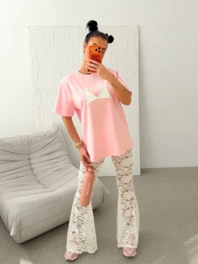 T-shirt damski OLAVOGA BRAFITTI 2026 pudrowy róż