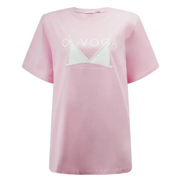 T-shirt damski OLAVOGA BRAFITTI 2026 pudrowy róż - maWer Fashion