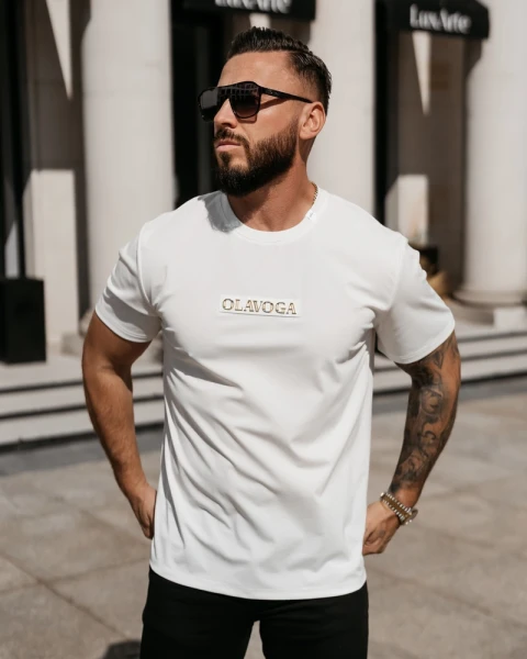 T-shirt męski OLAVOGA SOBRE 2026 biały - maWer Fashion