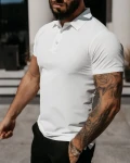 T-shirt męski polo OLAVOGA ZAIN 2026 ecru - maWer Fashion