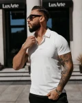 T-shirt męski polo OLAVOGA ZAIN 2026 ecru - maWer Fashion