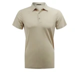 T-shirt męski polo OLAVOGA ZAIN 2026 beżowy - maWer Fashion