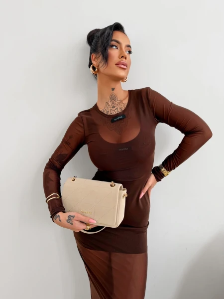 Sukienka OLAVOGA DRASY 2026 brązowa - maWer Fashion