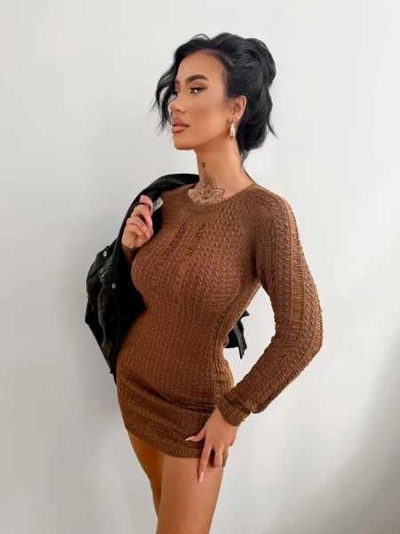 Sukienka OLAVOGA PAM 2026 brązowa - maWer Fashion