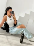 Spodnie damskie jeansy OLAVOGA APALO 2026 niebieskie - maWer Fashion