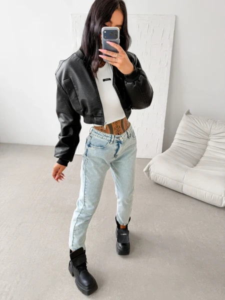 Spodnie damskie jeansy OLAVOGA BISMIN 2026 niebieskie - maWer Fashion