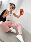 Spodnie damskie OLAVOGA LUXE LOUNGE 2026 pudrowy róż - maWer Fashion