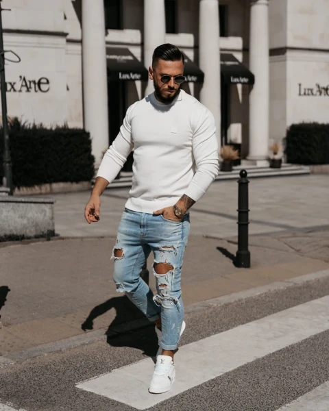 Sweter męski OLAVOGA ALAVOS 2026 ecru - maWer Fashion