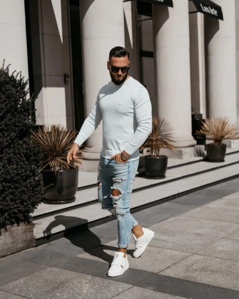 Sweter męski OLAVOGA ALAVOS 2026 niebieski - maWer Fashion