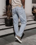 Spodnie męskie OLAVOGA DAPI jasny niebieski - maWer Fashion
