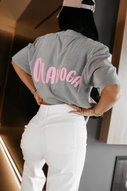 T-shirt damski OLAVOGA BABE 2026 jasny szary