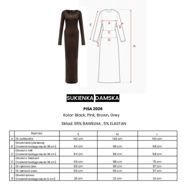 Sukienka OLAVOGA PISA 2026 szara - mawer Fashion