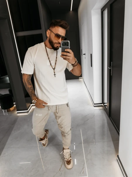 T-shirt męski OLAVOGA BARSON 2026 ecru - maWer Fashion